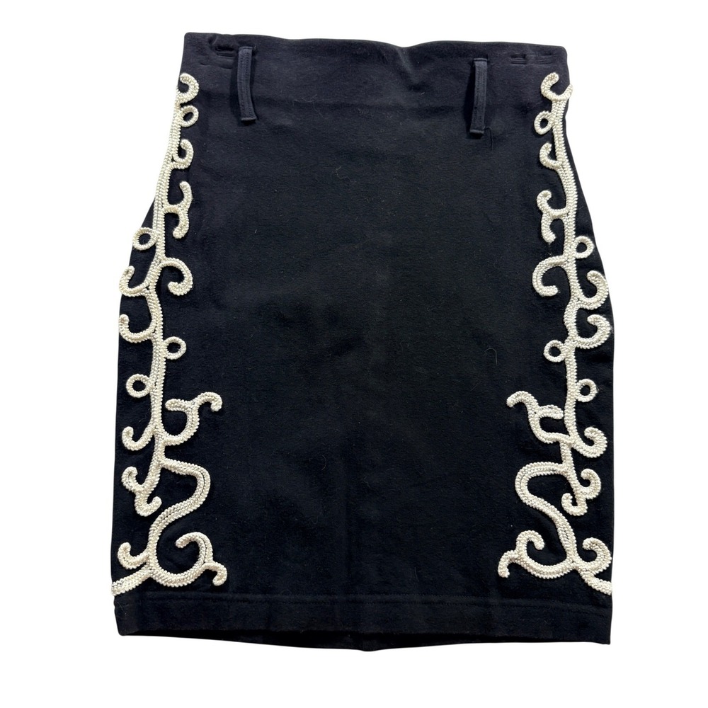 Peep‎ Mini Skirt Womens Small Black Soutache Embroidered High Waist Cotton Lycra